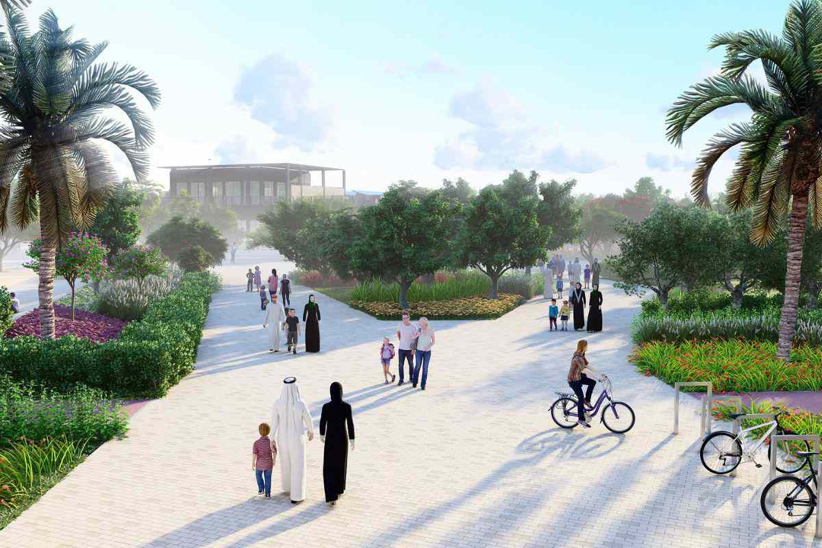 People Walking in Masdar City Free Zone Park